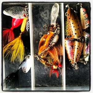 My beautiful lures. No live bait allowed.